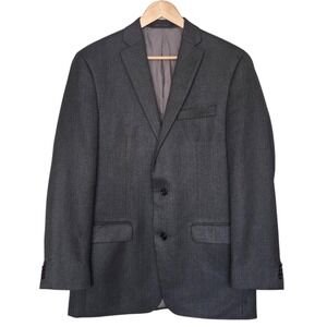 Michael Kors Mens 42R Charcoal Gray Herringbone Suit Jacket Formal Business